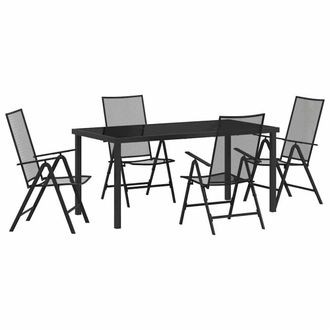 Berkfield Home 5 Piece Garden Dining Set Anthracite Steel in Black