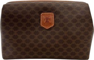 Celine Brown Coated Canvas Leather Pouch (Pre-Owned)