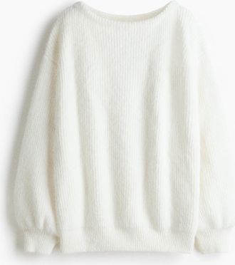 H&M Oversized Pullover mit U-Boot-Ausschnitt - White