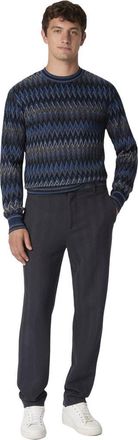 Missoni Crew Neck Sweater With 3d Zigzag Pattern in Blue & Grey at Nordstrom, Size 48 It