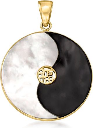 Ross-Simons Mother-Of-Pearl and Black Agate Yin-Yang Pendant in 14kt Yellow Gold