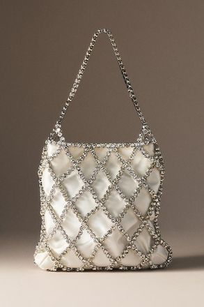 Olga Berg Silk Crystal Cage Handbag