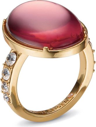 Kurt Geiger Oval Cabochon & Crystal Cocktail Ring in Pink at Nordstrom, Size 7