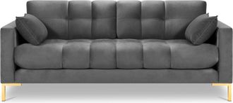 BLOOMINGLOFT 3-Sitzer Designsofa Mamaia Samt mit goldfarbenen Beinen