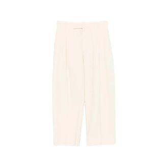 STUDIO NICHOLSON Wide Trousers, male, Beige, Size: XL Pleats Straight-Leg Cropped Trousers