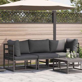 vidaXL Muebles De Exterior Con Coj&iacute;n 3 Pieza Negro Y Antracita Metal Vidaxl