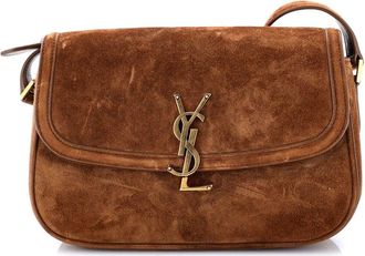 Saint Laurent Brown Suede Solferino Nm Bag Small (Authentic Pre-Loved)