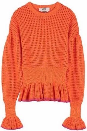 Msgm Womens Contemporary Knit Sweater In Orange