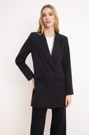 Trendyol Modest Dames Zwart Effen Lang Regular fit Modest Blazers