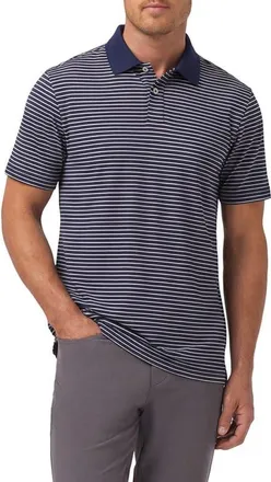 Mizzen+Main Sawyer Trim Fit Performance Golf Polo in Navy White Stripe at Nordstrom, Size Xx-Large