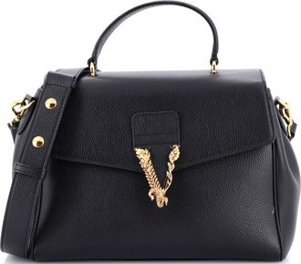 Versace Virtus Convertible Top Handle Bag Leather Medium