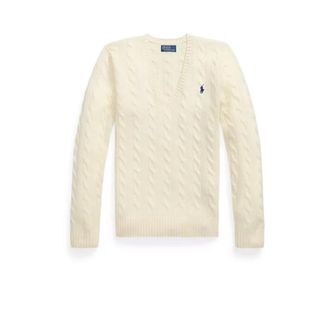 Polo Ralph Lauren Vesta - Dames - V-hals truien - Beige - L - Katoen - Truien & Vesten
