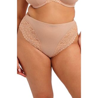 Elomi Tiernie Lace Trim Mesh Briefs in Sahara at Nordstrom, Size Xx-Large