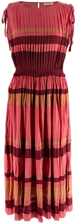 Ulla Johnson Pink Pleated Striped Dress Size S