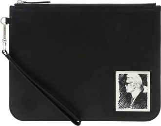 Karl Lagerfeld Legend Clutch - Dames - Portefeuilles - Zwart - ONE Size - Leer - Accessoires