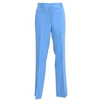 Victoria Beckham Straight Leg Trousers in Light Blue Polyester