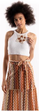 PHO Firenze Cropped Tanktop - Dames - Tops zonder mouwen - Wit - M - Katoen - Tops