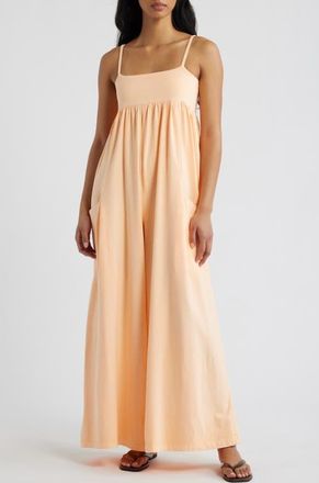 Free People FP Movement Hot Shot Strappy Stretch Cotton Jumpsuit in Pina Colada at Nordstrom, Size X-Small