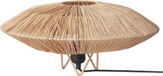 Beliani L&aacute;mpara De Mesa Con Base De Hierro Y Pantalla De Paja Estilo Boho Natural Mentiri