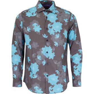 Lords of Harlech Norman Button-Up Shirt in Softbloom Slate at Nordstrom, Size Xx-Large
