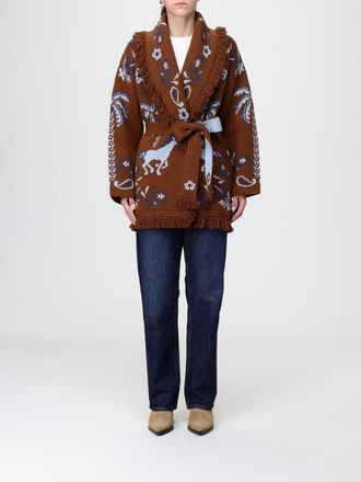 Alanui Cardigan in misto lana e cashmere con motivo jacquard, cintura e frange