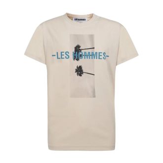 Les Hommes Tops, Heren, Beige, L, Katoen, Palm Print T-shirt