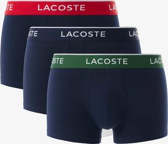 Lacoste Mens Lacoste 3-Pack Mens Trunks - Navy Blue/Green-Red-Navy HY0 - Black - Size: 37/36/32