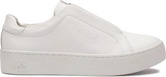 Kazar Witte sneakers met bedekte veters - Dames - Sneakers - Wit - 38 EU - Leer - Schoenen