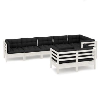 vidaXL Muebles De Jard&iacute;n 8 Pzas Y Cojines Blanco Madera Maciza De Pino Vidaxl