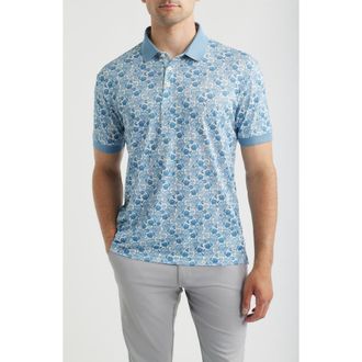 Swannies Haven Floral Performance Golf Polo in Blue Shadow at Nordstrom, Size Xx-Large
