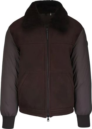 Moncler Giacca con collo in shearling - Marrone