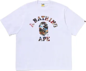 A Bathing Ape Hybrid Camo College Relaxed Fit T-Shirt White 0ZXTEM319101RWHX