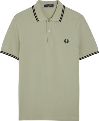 Fred Perry Twin Tipped Logo Piqu&eacute; Cotton Polo Shirt - Green - Xxl