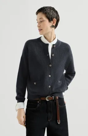 Brunello Cucinelli Sparkling cashmere cardigan in Blue at Nordstrom, Size Xx-Small