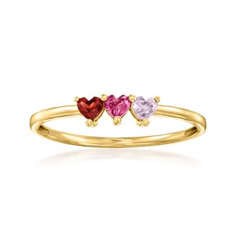 RS Pure by Ross-Simons Multi-Gemstone Heart Ring in 14kt Yellow Gold