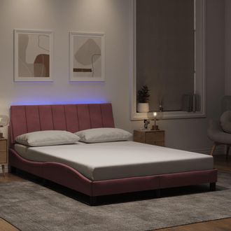 vidaXL Estructura De Cama Con Luces Led Terciopelo Rosa 140x200 Cm Vidaxl