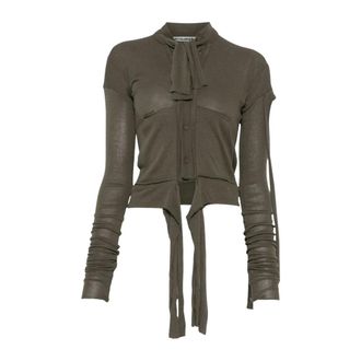 Ottolinger C&aacute;rdigan de Punto Deconstruido con Detalle de Lazo - Blouses & Shirts - Mujer - Verde - S