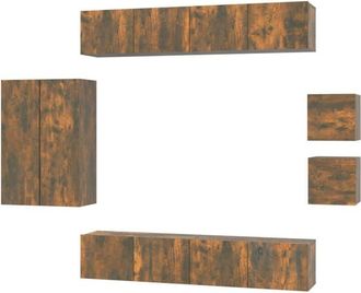 vidaXL 8 Piece TV Cabinet Set Smoked Oak Engineered Wood vidaXL