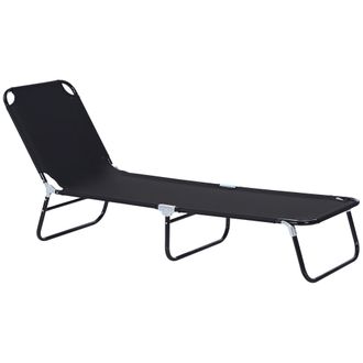 OEM Tumbona Plegable 5 Posiciones De Malla Transpirable Negra