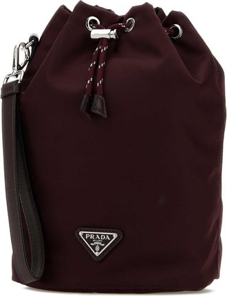 Prada Mens Burgundy Fabric Clutch Bordeaux