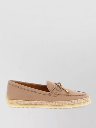 Tod's raffia bow loafers espadrille trim rubber sole