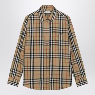 Burberry Beige Shirt With Check Pattern