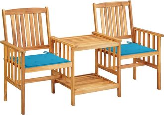 vidaXL Sillas Y Mesita De Jard&iacute;n Con Cojines Madera Maciza Acacia Vidaxl