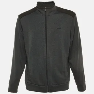 Calvin Klein Grey/black Jersey Zip Up Jacket