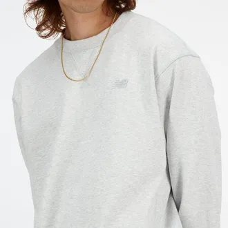 New Balance Uomo Athletics French Terry Crew in Grigio, Cotone, Taglia 2XL