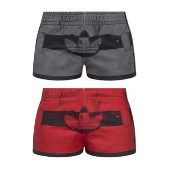 adidas Printed Shorts - Dames - Bermuda - Rood - XS - Polyester - Korte Broeken