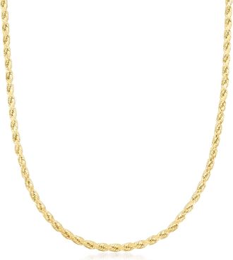 Canaria Canaria Mens 4mm 10kt Yellow Gold Rope Chain Necklace