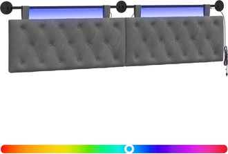 vidaXL Cabecero Colgante Con Luz Led Gris Oscuro Terciopelo Vidaxl