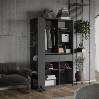 Vicco Armario De Ropa Elmo, Antracita, 50 X 200 Cm Lote De 2, Vicco
