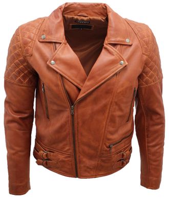 Infinity Leather Mens Quilted Leather Biker Jacket-Bordeaux